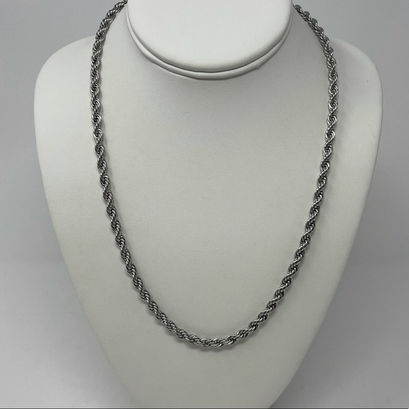 Men’s 5mm Stainless Steel & Silver Rope Chain - Picture 9 of 10